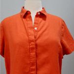 JJill Love Linen Zinnia Orange Button Front Shirt Dress Size M Lagenlook Size M Photo 3