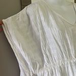Aerie  White Striped Oversized Drawstring Beach/Pool V-Neck Coverup w/ Slits-XS-S Photo 1