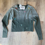 RILEY 1880 Embroidered Floral Thermal Top Green Long Sleeve NWT Size S USA Made Photo 0