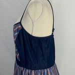 As You Wish Striped Blue Denim Boho Pattern Mini Sundress Size XL Photo 5