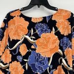 Prescott Womens Floral Top Knotted Black Orange Blue Stretch Short Sleeve Sz 4X Photo 5