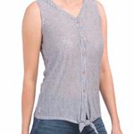 Rachel Zoe  Striped Linen Sleeveless Front Tie Top Size Medium Photo 0