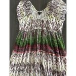 Geometric‎ Gauzy Flowy Maxi Dress Floral Romantic Made In India Medium White Photo 1