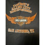 Harley Davidson  Black Cowboys Alamo City Women Shirt TX Skull Cotton Sz L NWOT Photo 3