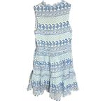 Oliphant Blue White cotton Chevron Tiered Ruffle Sleeveless SunDress S Photo 1
