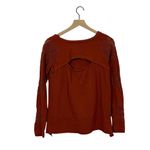 Free People  Grandpa Jersey Outer Sunset Embroidered Blouse Top - Rust - Small Photo 2