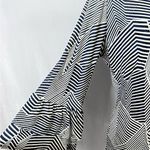 New Direction Long layered bell sleeve navy and cream jacquard print top size medium Photo 2