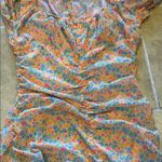 White Fox Boutique Floral Off-Shoulder Dress w/ orange slip under neath Photo 2