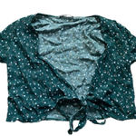 Brandy Melville  Floral Green Tie-Front Blouse Photo 0