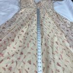 Allure Bridals Bridesmaid Cream Pink Ditzy Floral Chiffon Strapless Dress Size 16 Photo 12