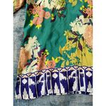 CAbi Green Pink Blue Floral 100% Silk Tunic Top Small Photo 4