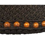 Vtg Boho Macrame Crochet Beaded Wooden Ring Handle Handbag Purse Brown 70s Photo 1