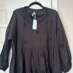 Seafolly Brand New  BeachEdit Embroidery Tiered Dress Black Size S/M Mini Midi Photo 2