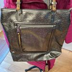 Dana Buchman Dana Buchanan silver embossed large zippered tote bag Photo 1