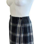 Herman Geist Plaid Wool Blend Wrap Mini Skirt Size 12 Photo 0