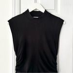 T Alexander Wang Black Crew Neck Ruched Side Drawstring Tie Mini Bodycon Dress Photo 2