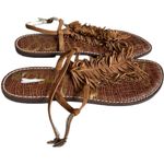 Sam Edelman Womens  Gela-Brown Suede Fringe Sandals Flat Thongs Boho - Sz 9.5 Photo 1