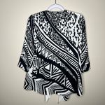 JM Collection  Petite Modern‎ Mix Black & White Printed Chiffon Open Front Jacket Photo 7