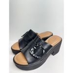 Naturalizer Platform Slide Sandal Size 9 Black Leather Block Heel Round Toe Photo 1