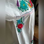 Vintage Mexican Embroidered Floral Dress – White Boho Peasant Midi Festival Size M Photo 11
