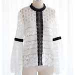 Chicwish White/Black Crochet eyelet Blouse Photo 2