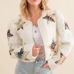 blueb. collection MED quilted multi star embroidered padded zip up jacket spot Gold Photo 0