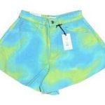 We Wore What SALE!  High Waist Denim Flare Bell Shorts Bright Tie-Dye Shorts NWT 26 Photo 0