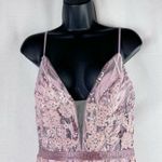 Jovani Pink Sequin Jewel Beaded Floral Spaghetti Strap Long Maxi Gown 02245 Sz 6 Photo 2