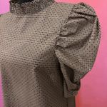 ZARA  Brown Plaid & Polka Dot Puff-Sleeve Babydoll 60s Style Shift Dress - Medium Photo 2