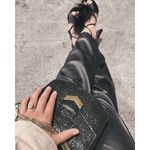 DEMELLIER Women's Black Gold Chain Strap Diamond Details Mini London Bag Purse Photo 13