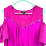 Lane Bryant  size 14/16 cold shoulder short sleeve‎ top eyelet sleeves and neck Photo 3