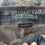 American Eagle  Blue Distressed Ripped Super Stretch Denim Jean Shorts Women Sz 2 Photo 7