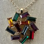Charter Club Multicolor Baguette Crystal Pendant Necklace, Gold Tone Photo 0