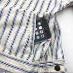 DKNY Vintage Railroad Stripe Denim Jacket Walbash White Blue Photo 6