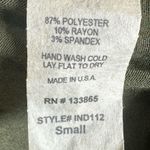 Long Sleeve Army Green Dress With Brown Suede Trim Size Small Photo 5