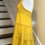 Betsey Johnson BESTEY JOHNSON Boho Yellow Halter Dress w Tiered Layered Skirt Sz Small Photo 8
