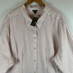 Torrid NWT  Women's 5X Dusty Rose Striped Cotton Crop Button Down Shirt Top‎ Photo 6