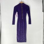 Goodtime USA Purple Burnout Velvet Geometric Long Sleeve Mock Neck Midi Dress Photo 11