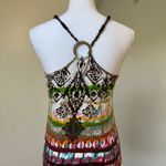 Almost Famous Women’s Beaded Halter Top Size M Boho Tribal Print Summer Festival Photo 2
