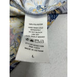 Pleione Womans Pullover Puffy Sleeve Blouse Large Pastel Floral Short Sleeve Photo 3