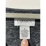 Carmen Marc Valvo  Grey Boatneck Zipper Detail Blouse Size Small Photo 60