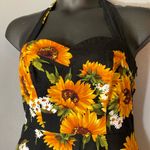 Topdress Sunflower Print Halter Dress Black Size L Photo 4