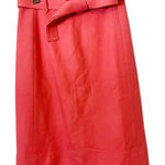 J.Crew  Women’s  Coral Pink 100% Wool Lined Pencil Skirt with Belt Size 8 Photo 0