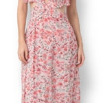 SheIn  Pink Floral Halter Maxi Dress XS Criss Cross Cutout Open Back Flowy Summer Photo 0