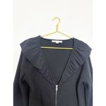 Boston Proper Black Ribbed Knit Ruffled Cardigan Large Bell Sleeves Whimsygoth Photo 3