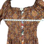 Anthropologie  Fig And Flower Maxi Dress L Petite Multi Paisley Sheer Tiered Boho Photo 5