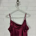 Bebe Vintage Red Maroon Satin Cowl Neck Midi Dress Size M Photo 4