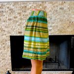 Loft Ann Taylor Petite Cotton Striped Miniskirt Mini Skirt Olive Green / Blue Photo 5