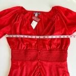 Urban Outfitters  Rebecca Red Long Sleeve Jacquard Boho Holiday Mini Dress Small Photo 3