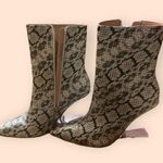 Ninety Black & White Faux Snake Boots with Unique Heel women’s size 8 Photo 2